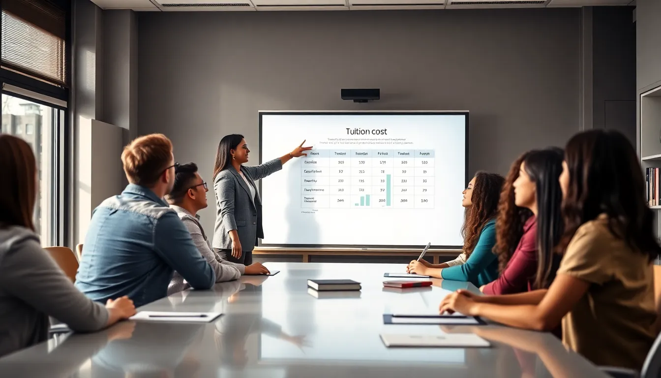 diverse students in a tuition information session at Russell Sage College.